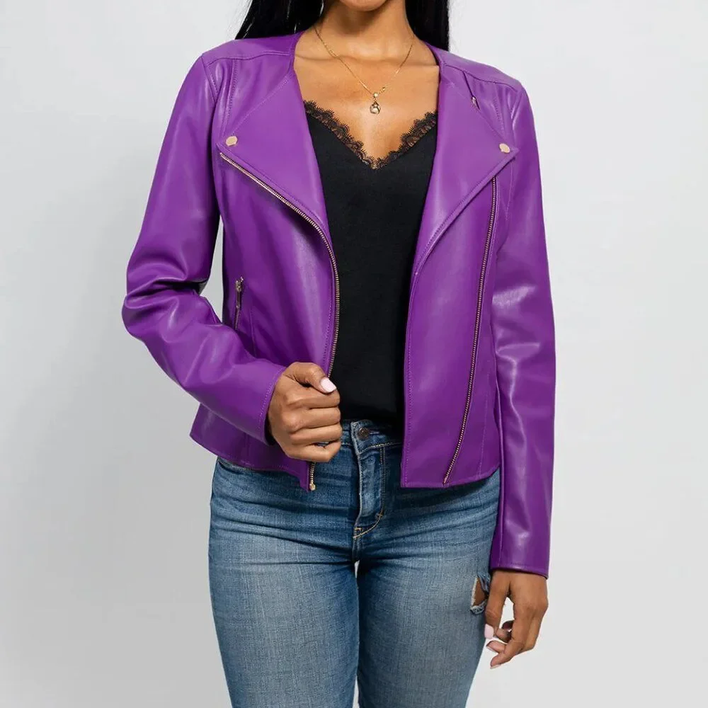 Violet Women's Vegan Faux Leather Jacket